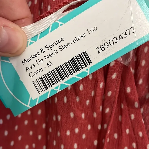 Coral polka dots with tie neck - Picture 4 of 4